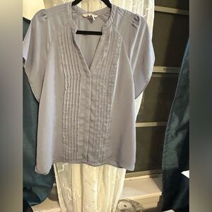 H&M Light Gray/Blue  Pleated Blouse